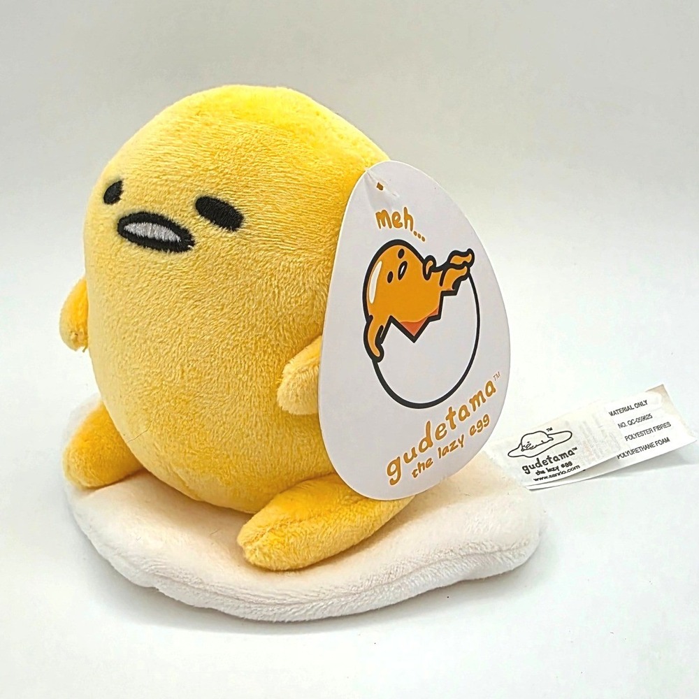 Gudetama the Lazy Egg Sanrio GUND 5" Plush Stuffed Animal Yellow 6050351 NWT